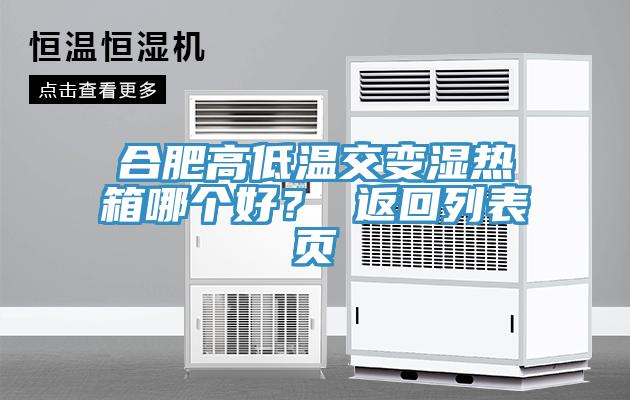 合肥高低溫交變濕熱箱哪個好？ 返回列表頁