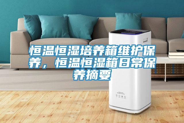 恒溫恒濕培養箱維護保養，恒溫恒濕箱日常保養摘要